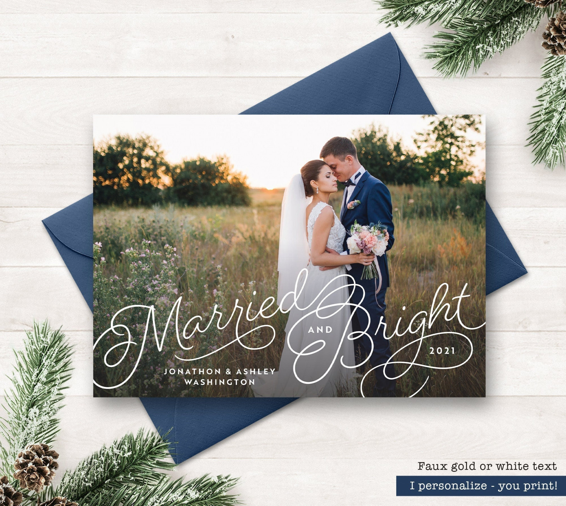 Newlywed Christmas Card  Christmas Card Printable Wedding - Etsy