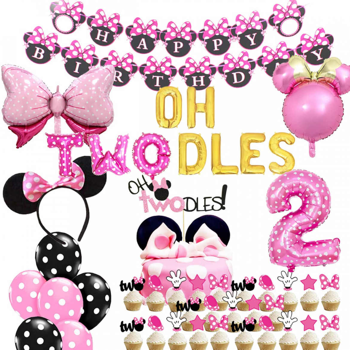 Oh Twodles Balloons Minnie Mouse Second Birthday Cake Topper nd