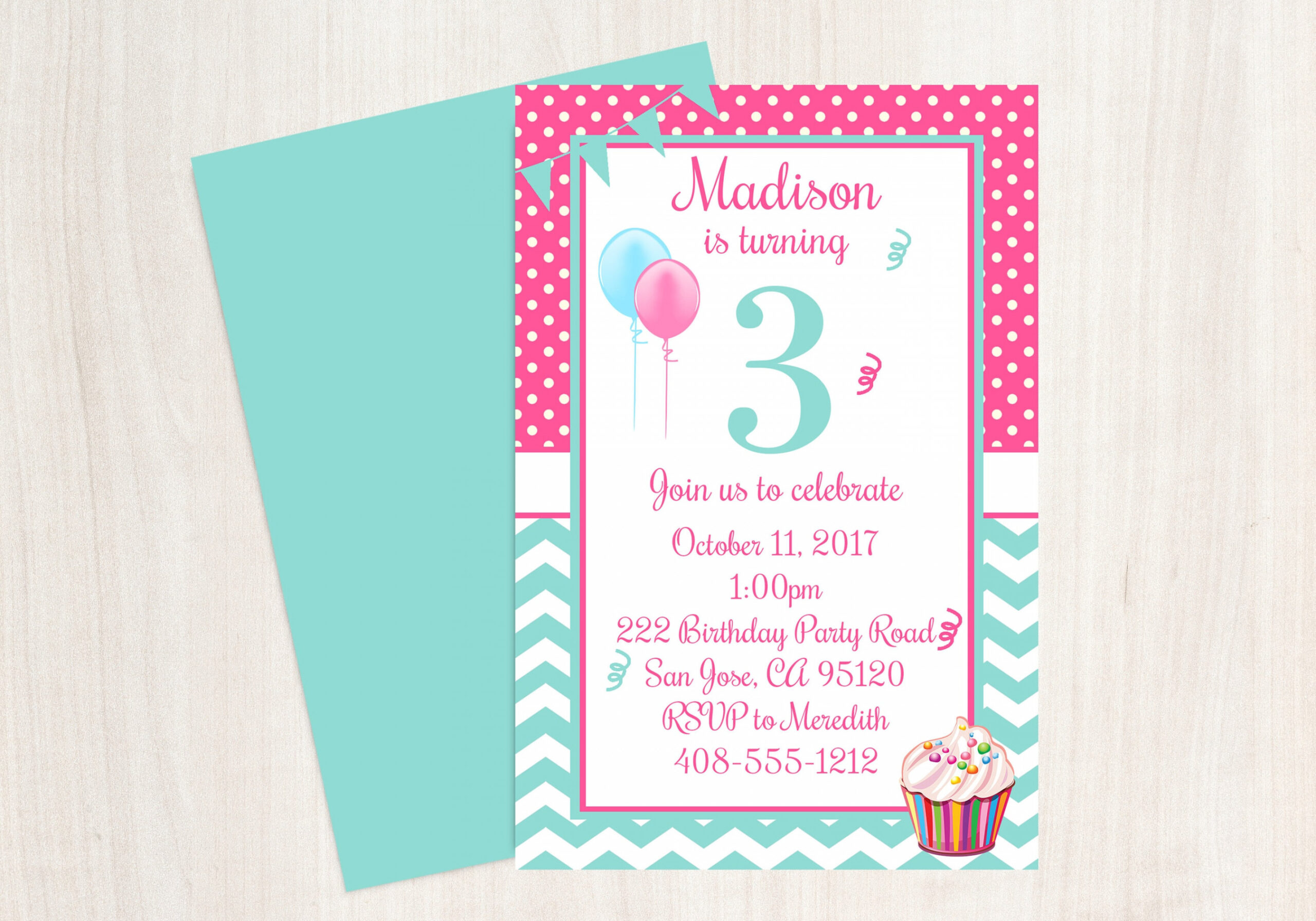 rd Birthday Party Invitation rd Birthday Third Birthday - Etsy