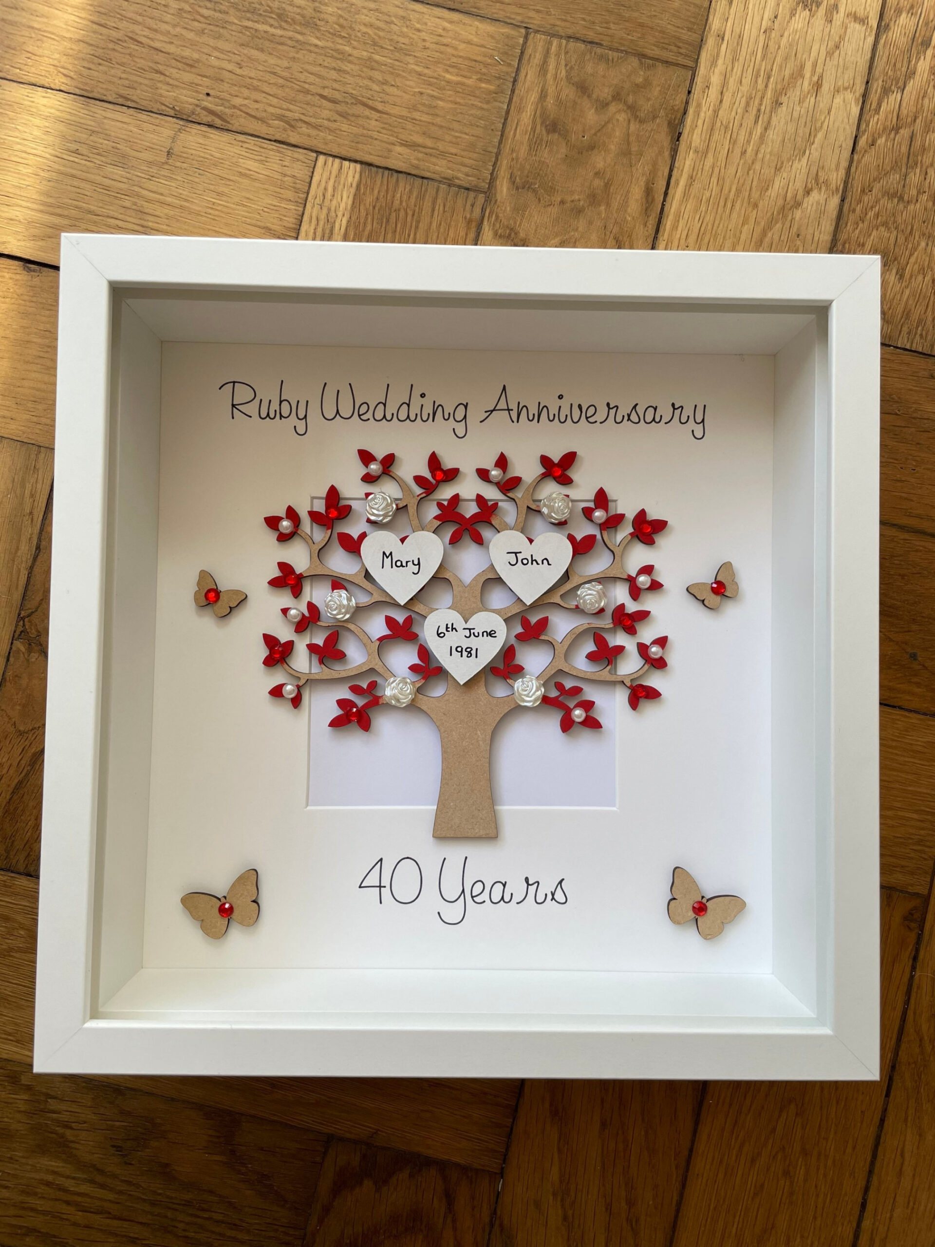 Ruby Wedding Anniversary Frame Wedding Gift Personalised - Etsy