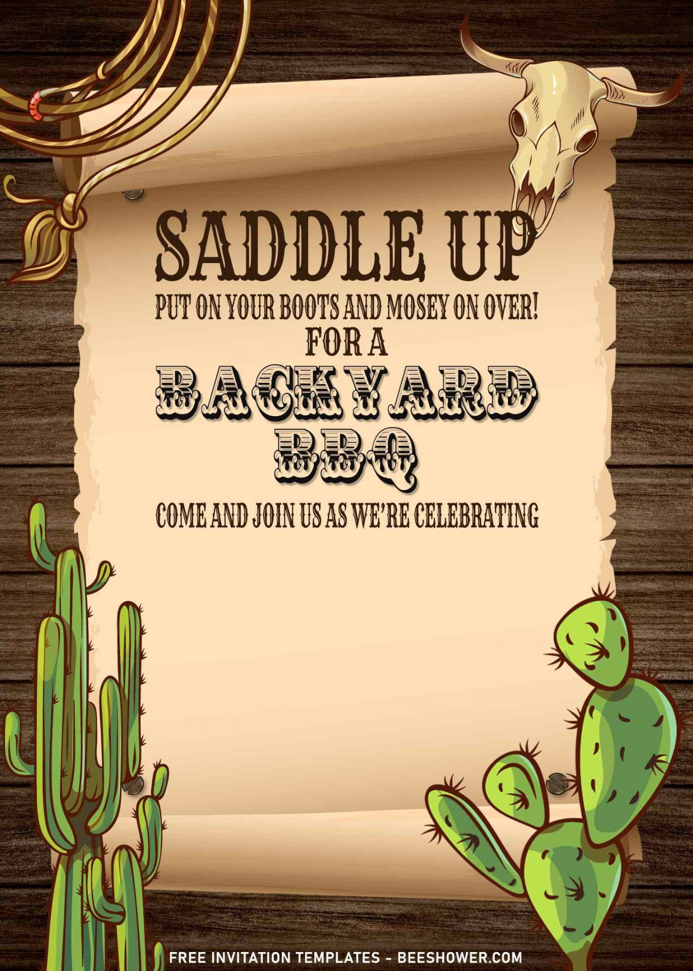 + Rustic Wooden Wild West Cowboy Birthday Invitation Templates