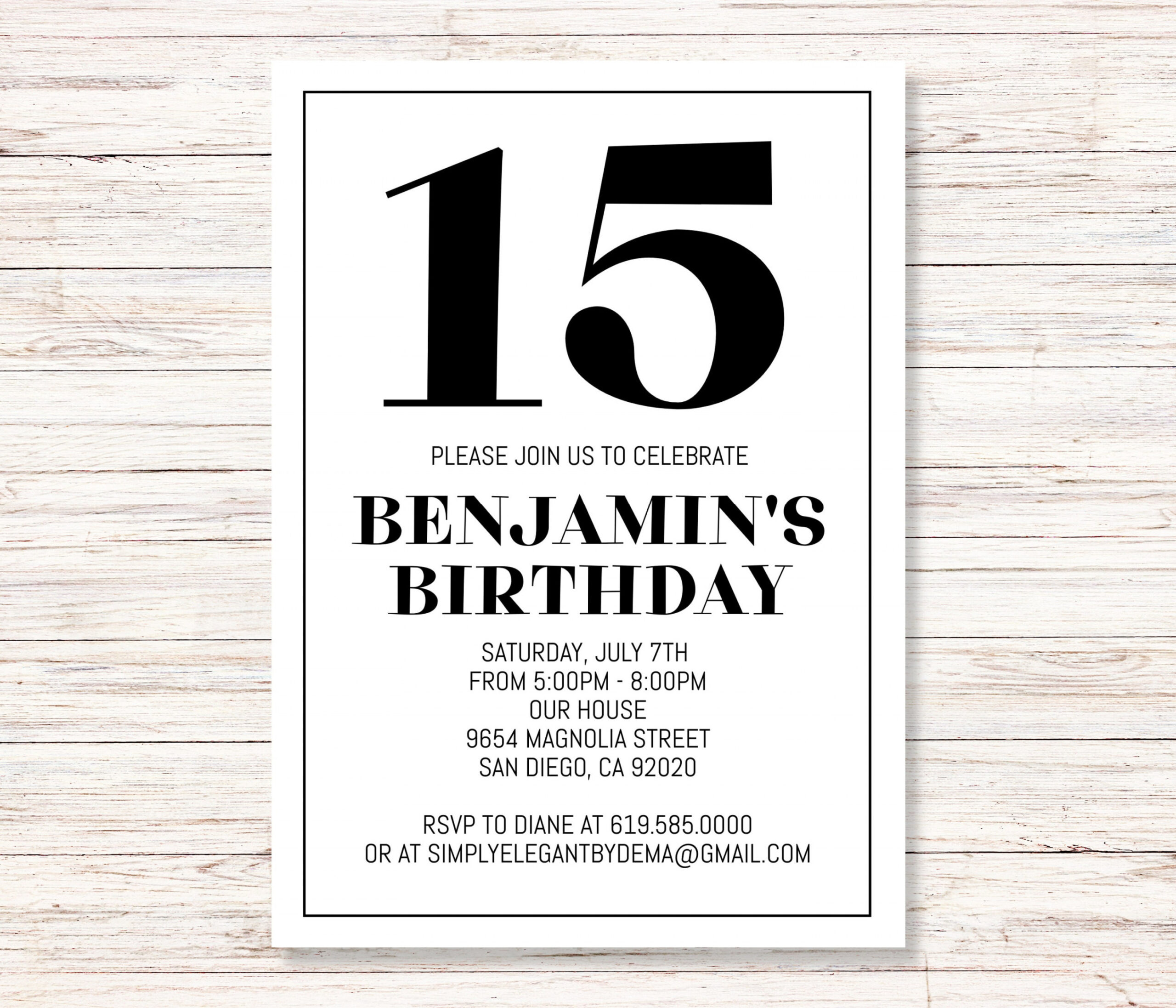 Simple Black White th Birthday Invitation ANY AGE Instant - Etsy