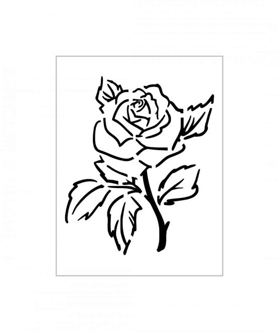 SIngle Rose Stencil Detailed Outline Design Flower Floral - Etsy