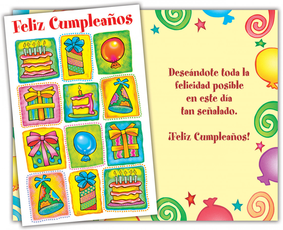 six Spanish birthday general greeting cards with six