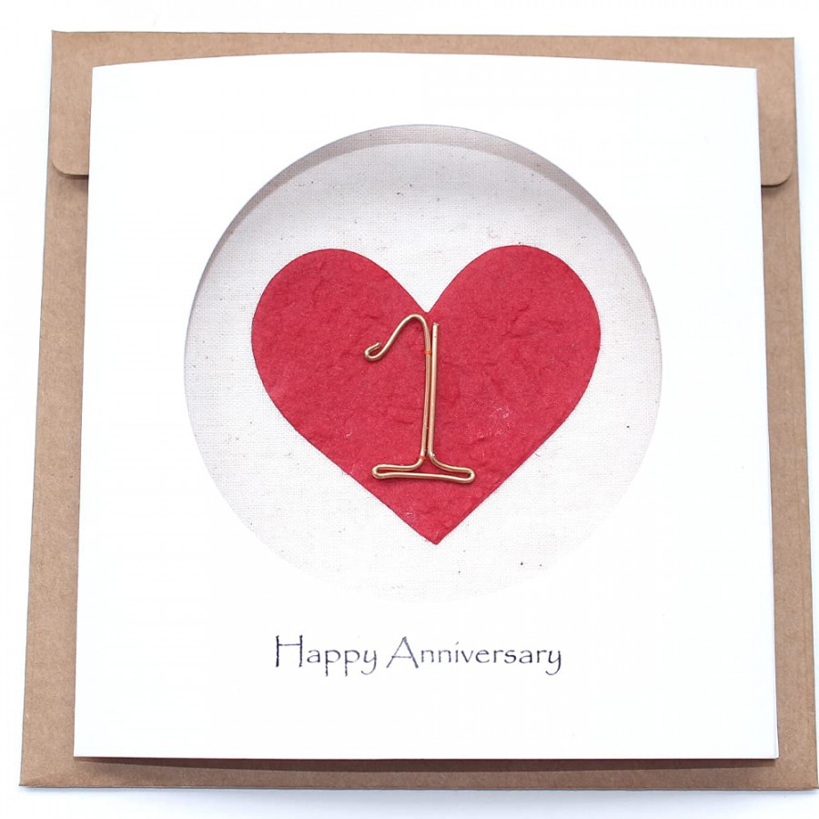 st Wedding Anniversary Card for Him and Her, Handmade Anniversary Card for  Wife, Husband, Couple (st