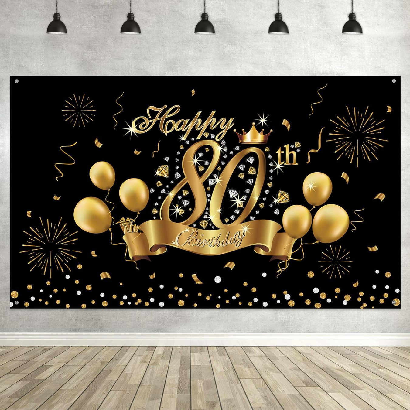 th Birthday Black Gold Party Decoration, Extra Large Fabric Black Gold  Sign Poster for th AnniveSee more th Birthday Black Gold Party