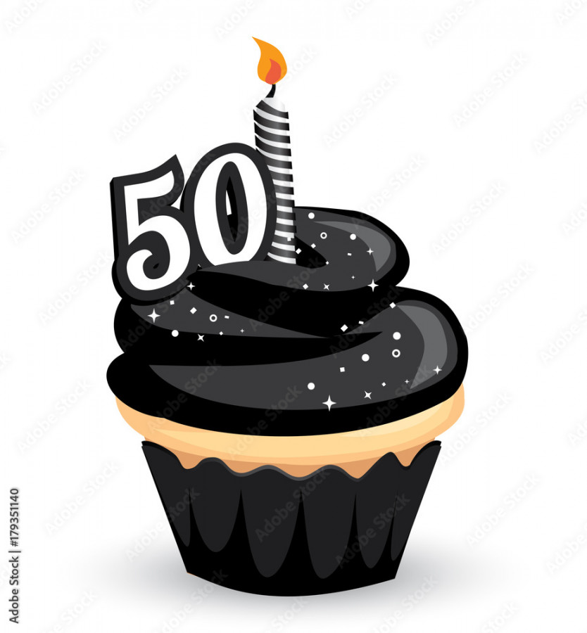 th Birthday Clip art Cupcake with sparkly black icing and number