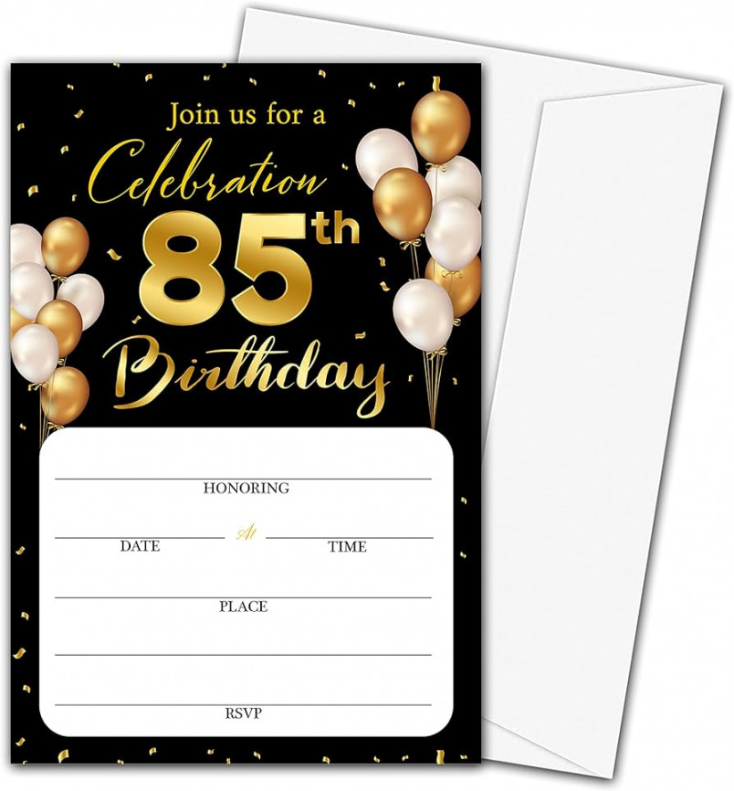 th Birthday Invitations with Envelopes, Classic Gold Themed Fill in Blank  Birthday Party Invitations for Men, Party Supplies,  Invitations with