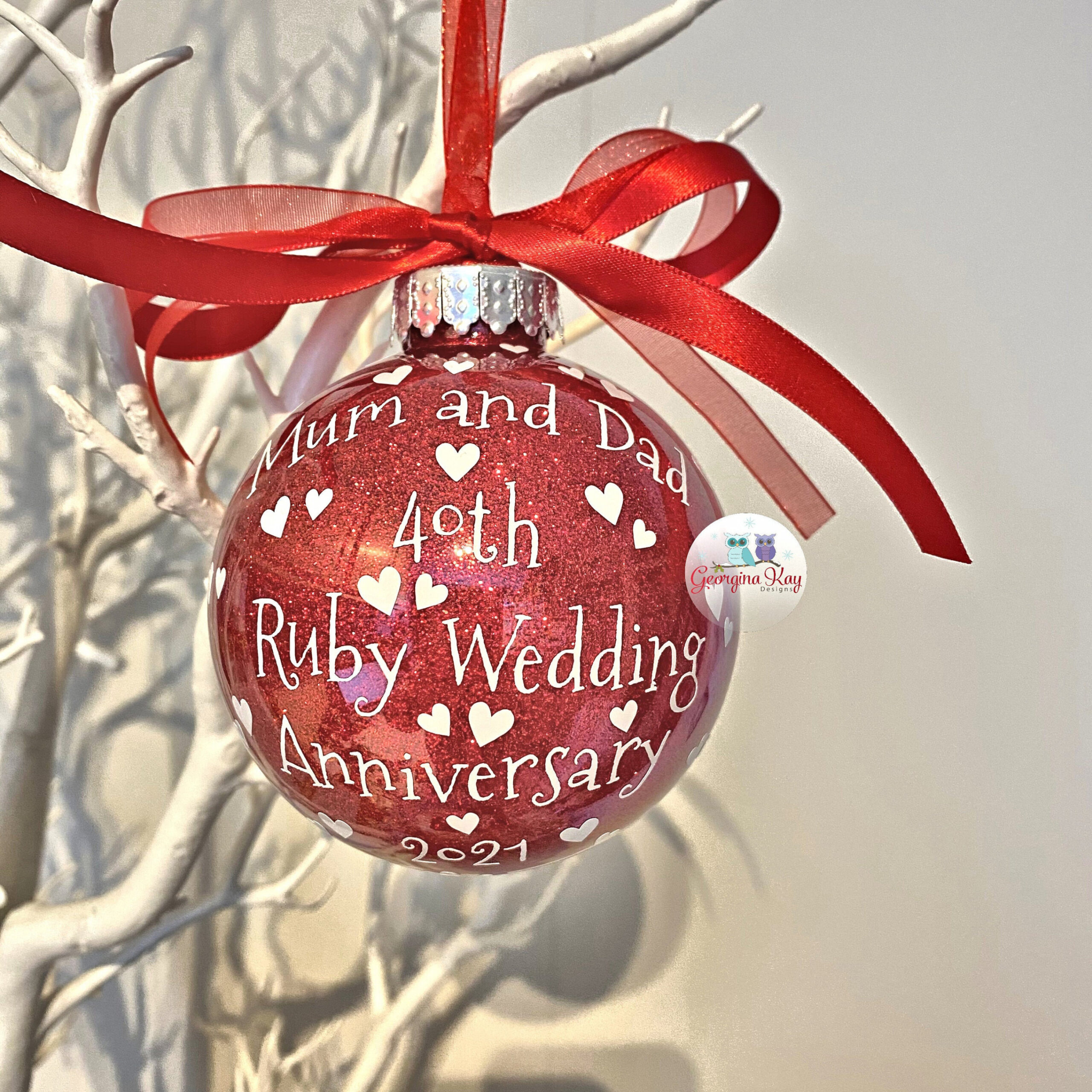 th Ruby Wedding Anniversary Gift th Anniversary Ornament - Etsy