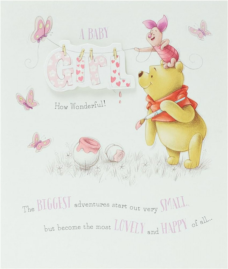 UK Greetings Glückwunschkarte für Neugeborene für Mädchen, Winnie Puuh  Glückwunschkarte, Disney-Baby-Karte, niedliche Grußkarte für Neugeborene