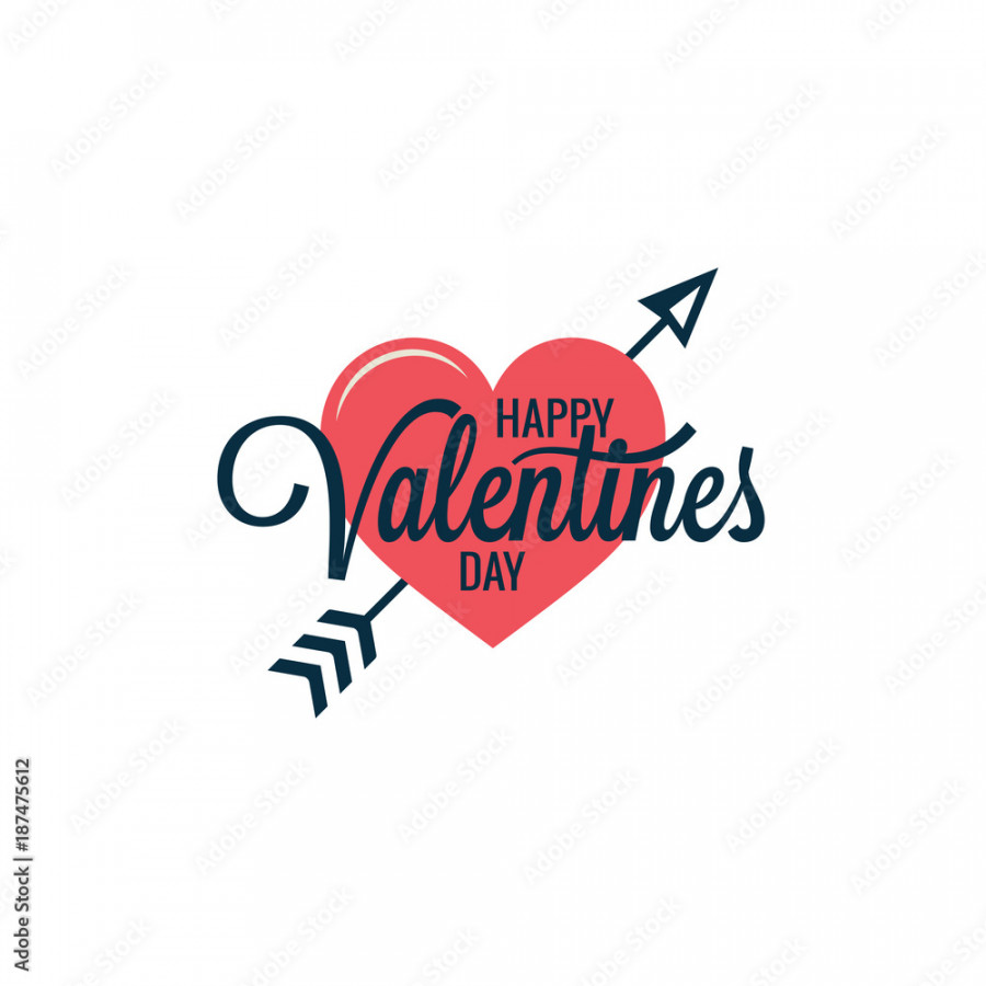 valentines day vintage heart logo on white background Stock