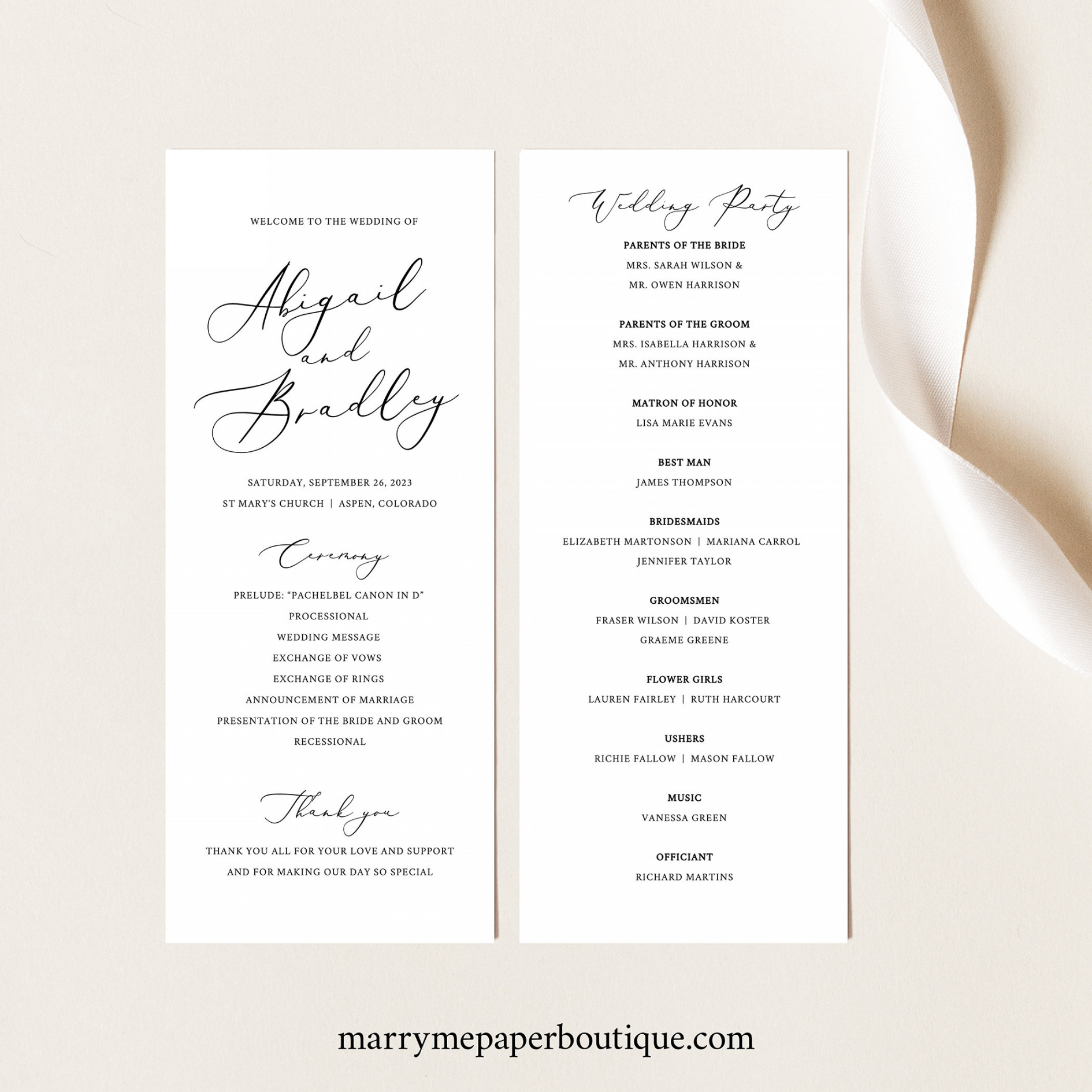 Wedding Program Template Try Before Purchase Printable Order - Etsy