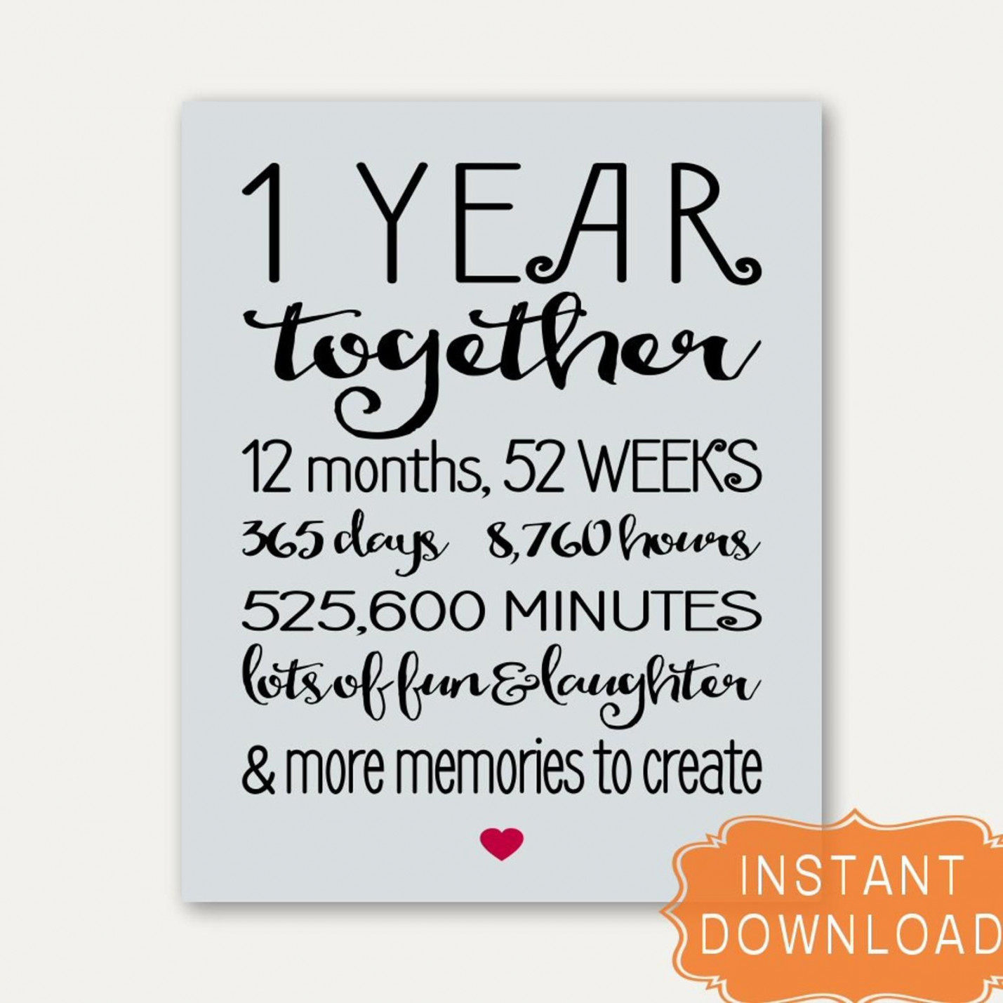 Year Anniversary Sign Annviersary Cute Gift for Boyfriend - Etsy