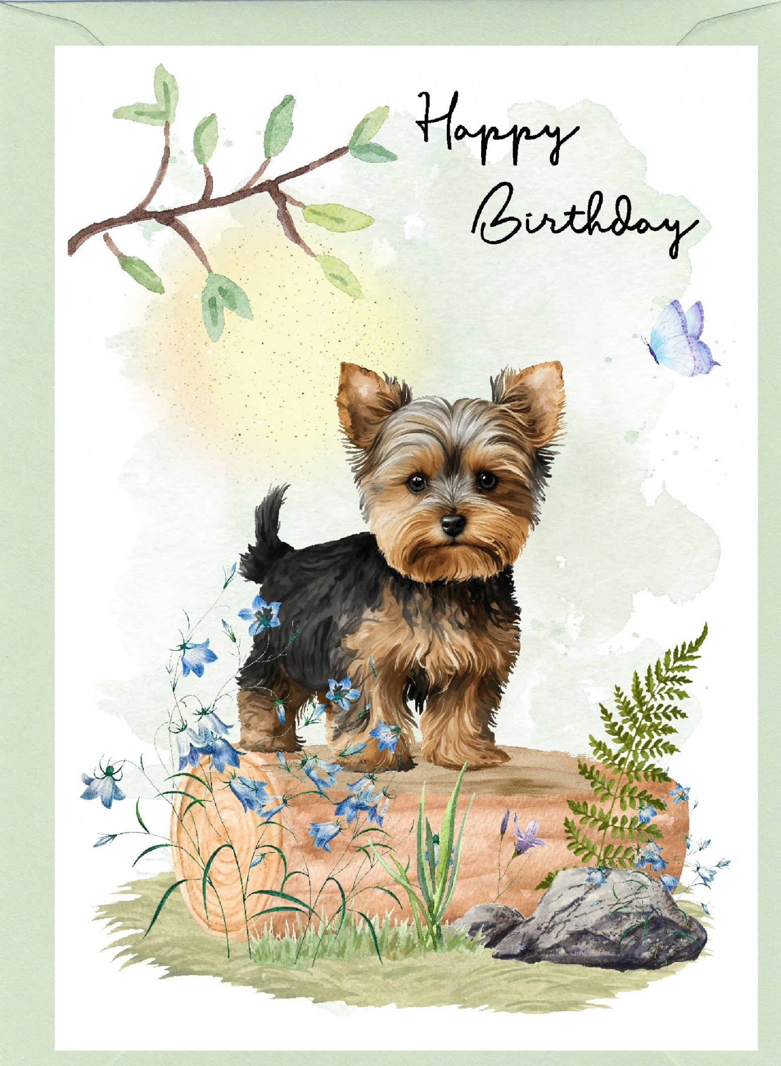 Yorkshire Terrier Hund Happy Birthday Karte - Etsy