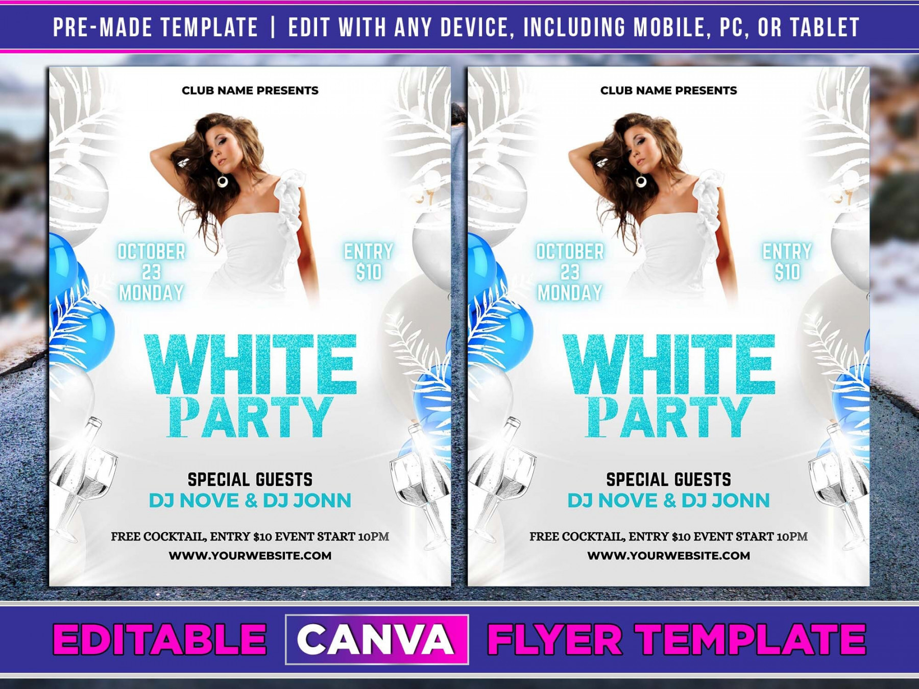 All White Party Flyer Bearbeitbare Canva Vorlage US Letter - Etsy