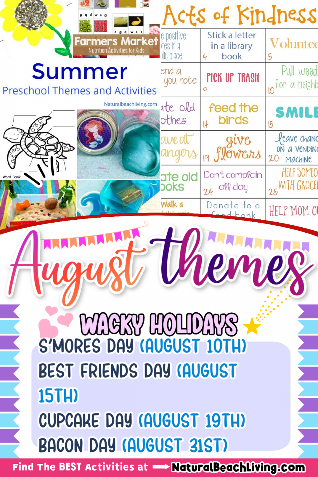 August Themes, Holidays and Activities - Natural Beach Living