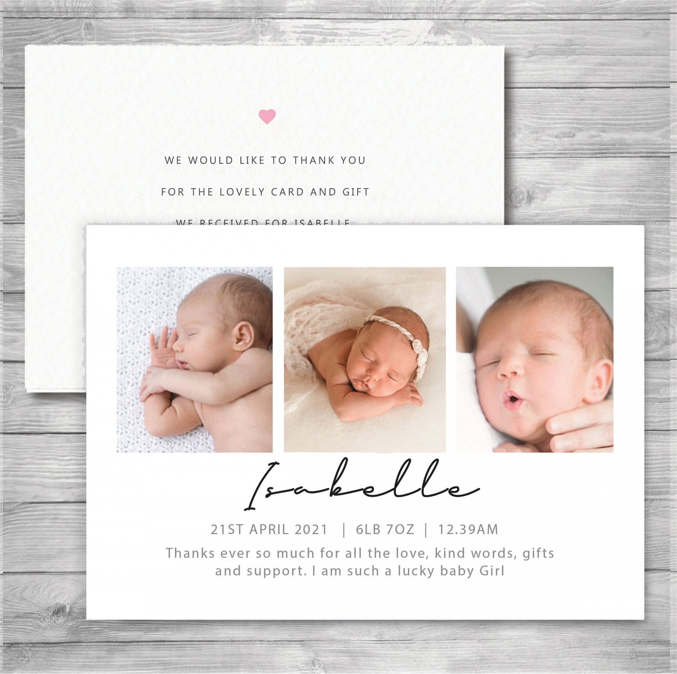 Baby Thank You Cards with photo birth announcement thank you - Etsy