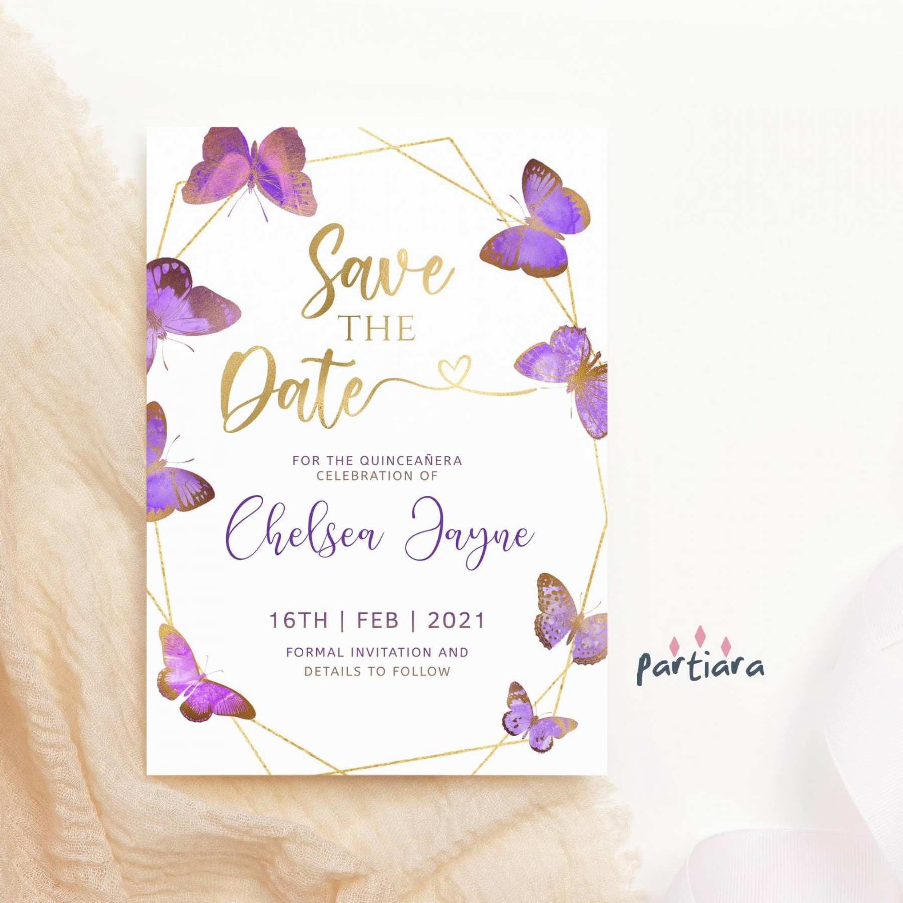 Bearbeitbare Save the Date Karte Quinceanera Schmetterlinge - Etsy