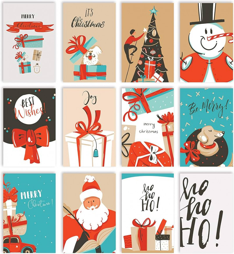 Better Office Products  Christmas Greeting Cards Set " x "   Different Individual Illustration Designs Blank Inside Complete with  Envelopes -