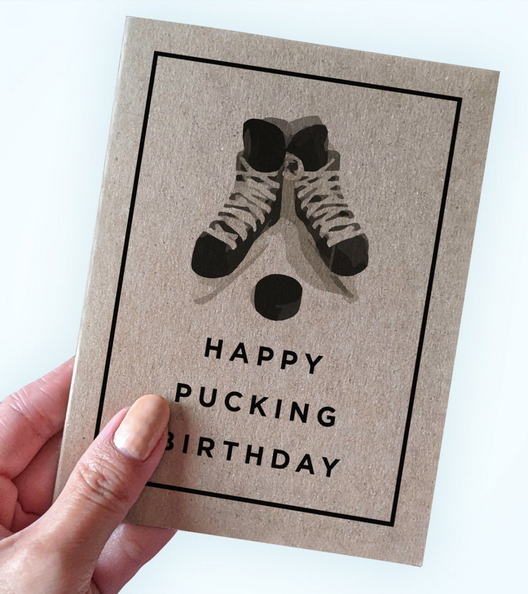 Birthday Card For Hockey Fans - Happy Pucking Birthday - Hockey Birthday  Card - A Greeting Card - Recycled Kraft Card - Hockey fan Birthday