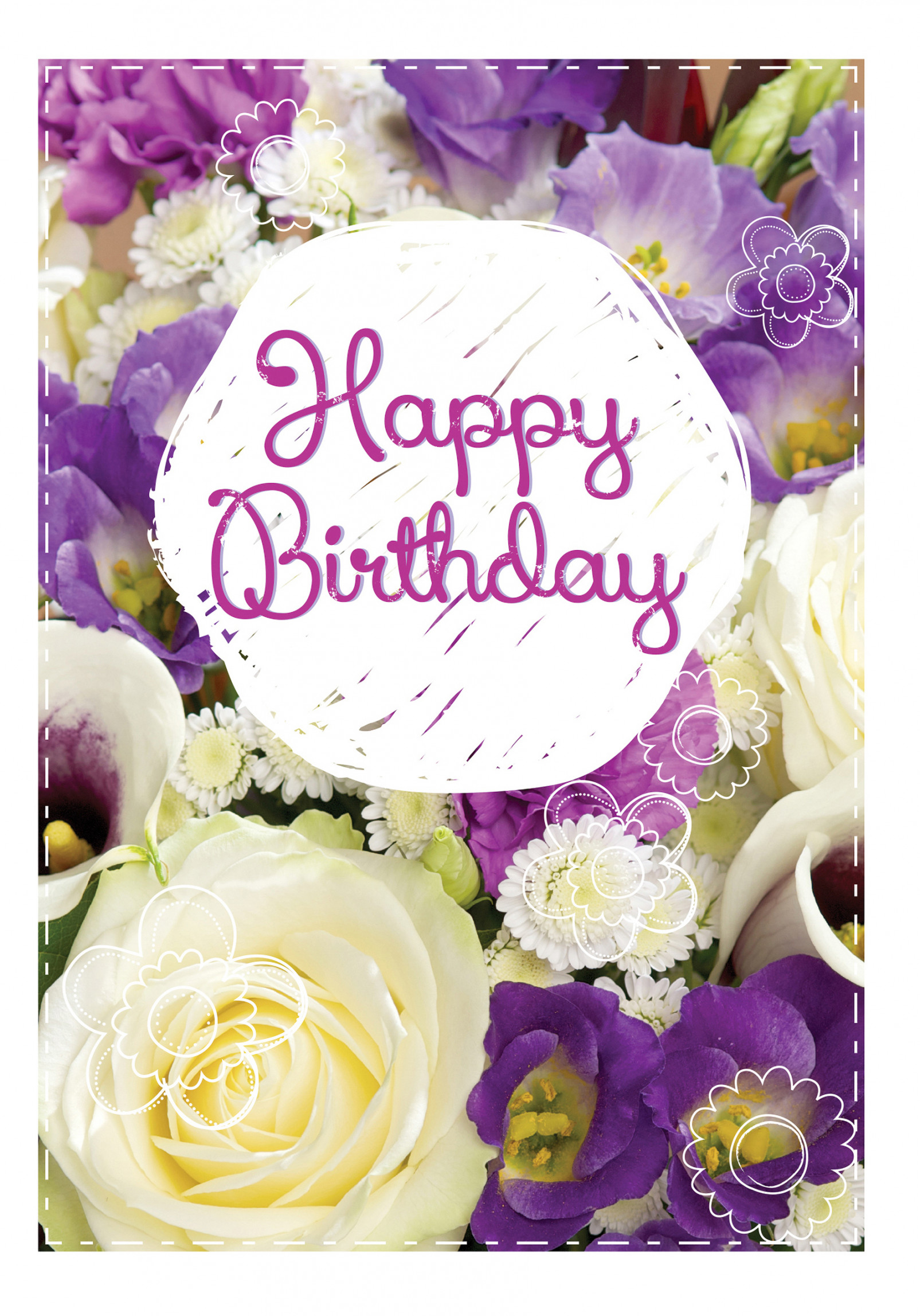 Birthday Card Purple Flowers  Greetings Cards Delivered  Bunches