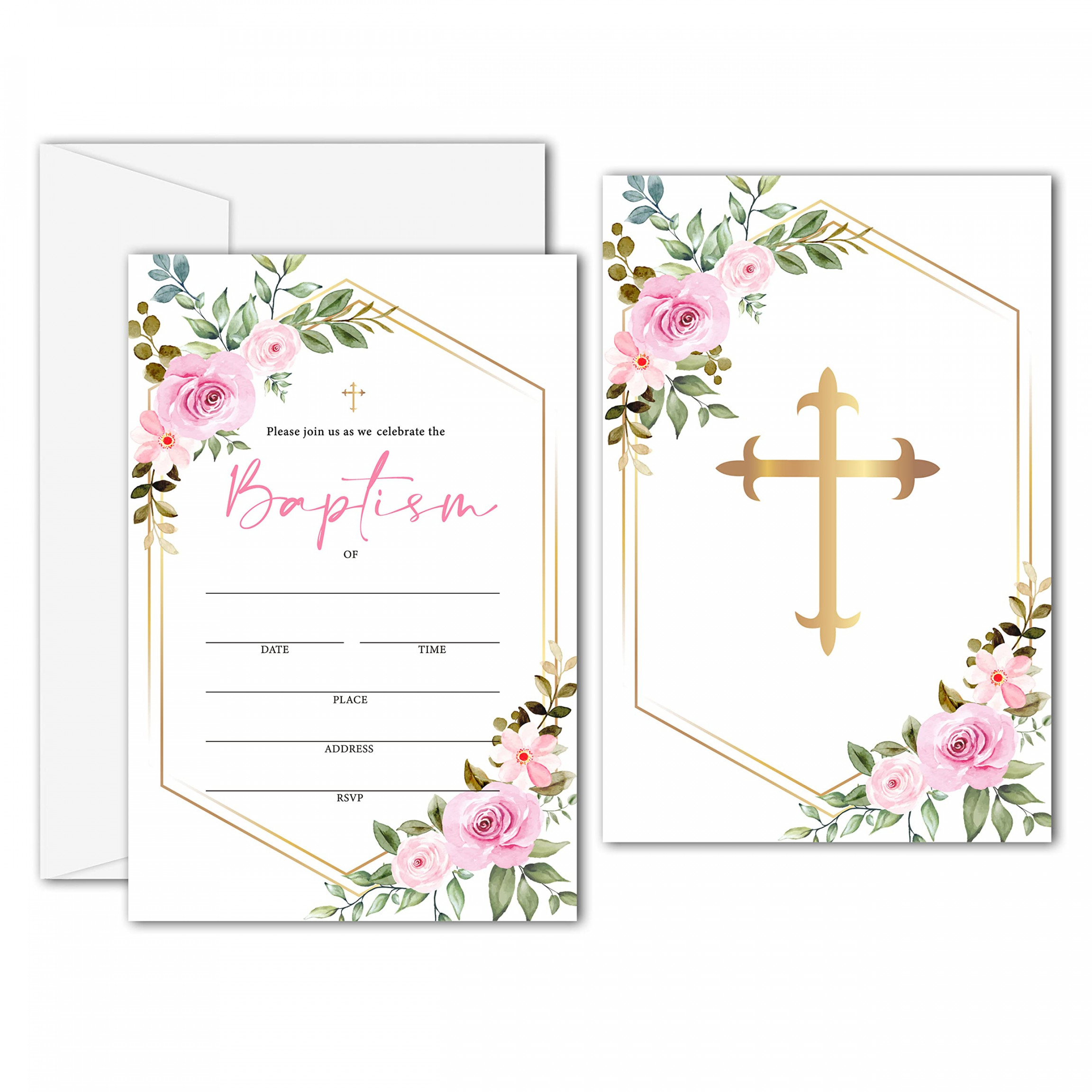 Blush Pink Floral Christening Invitations, Christening Invitations with  Envelopes, Christening InvitSee more Blush Pink Floral Christening