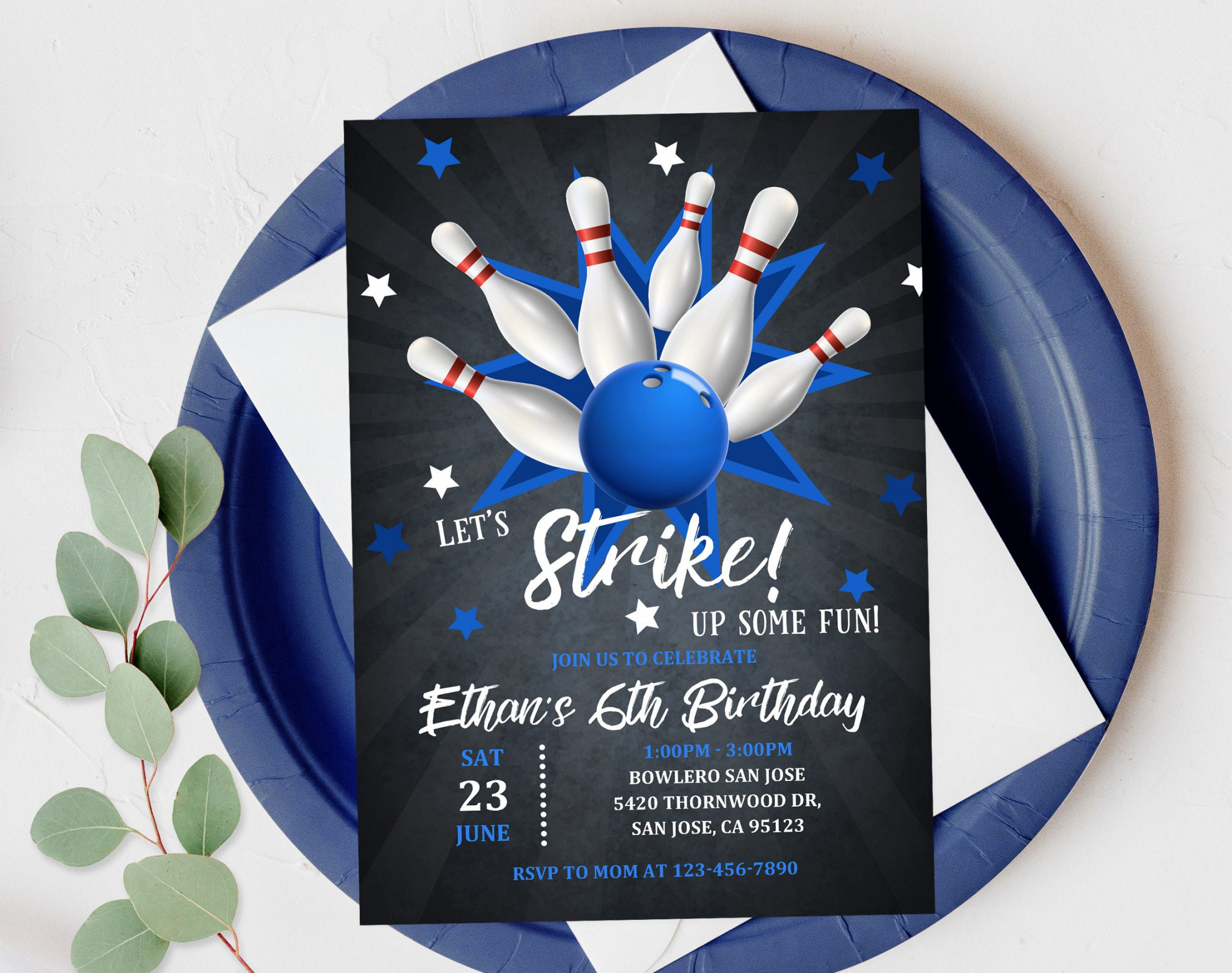 Bowling-Geburtstags-Party-Einladung Lass uns etwas Spaß - Etsy