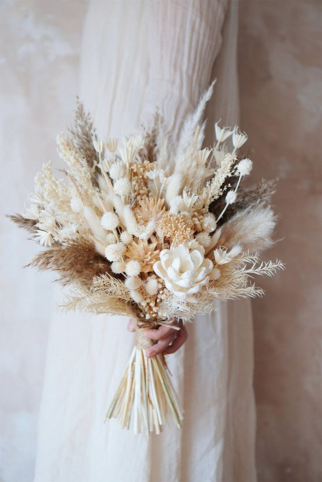 Bridal Bouquet Pampas Grass Boho Wedding Bouquet Bridesmaid - Etsy