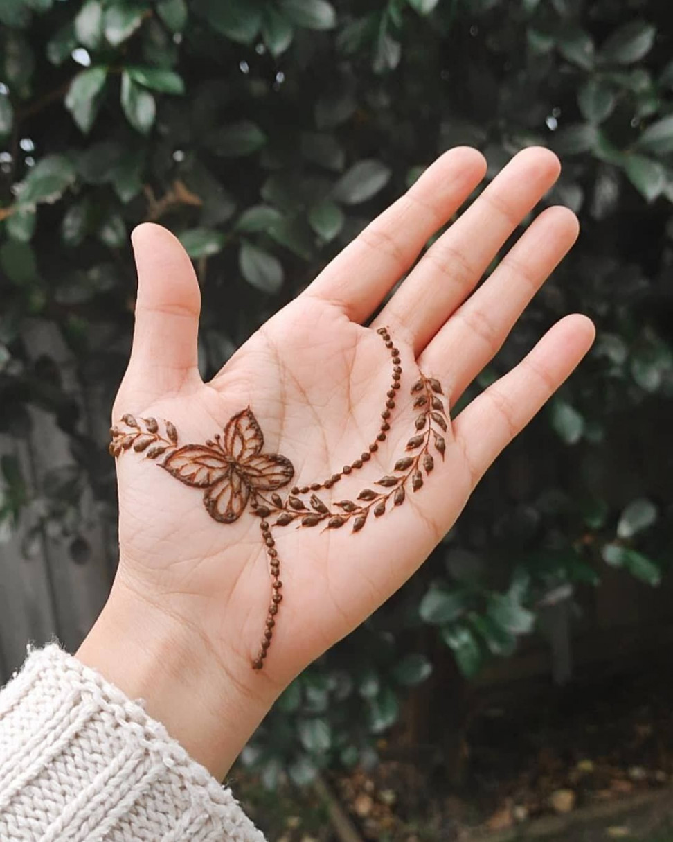 Butterfly & Vines Henna Design #henna #butterfly #vines