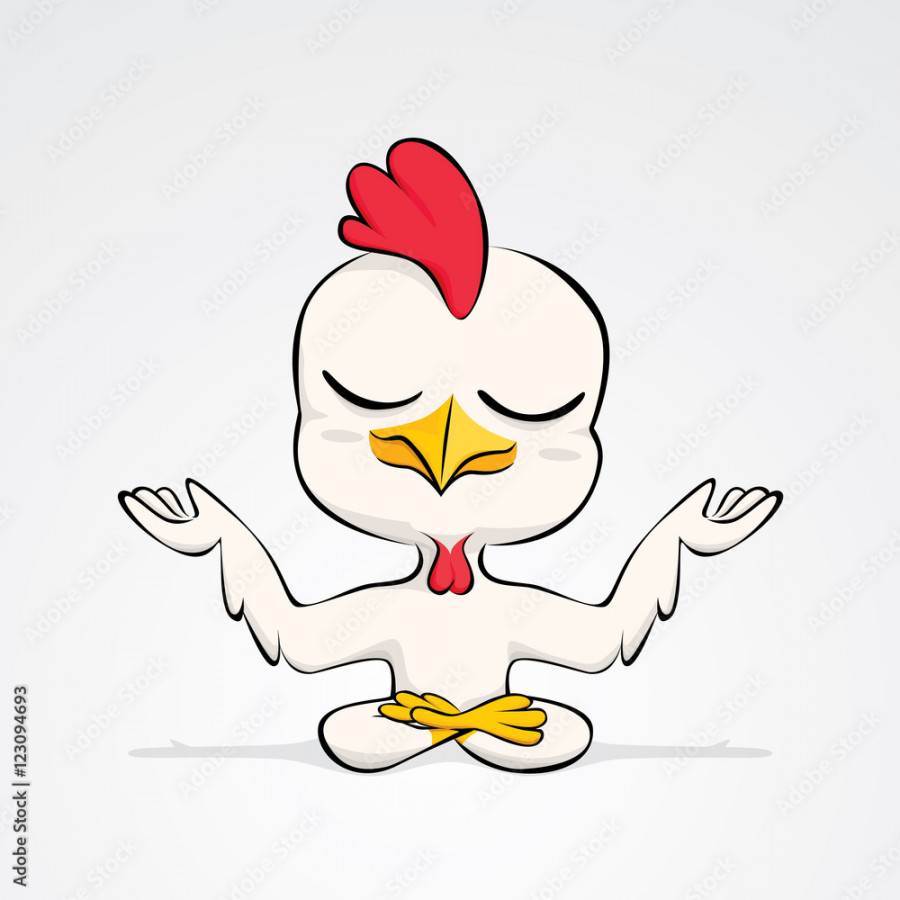 Cartoon chicken in yoga poses