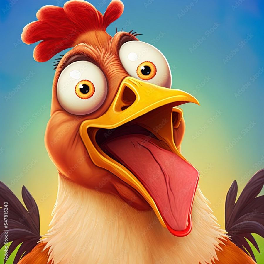 Cartoon funny chicken hen crowing Stock-Illustration  Adobe Stock