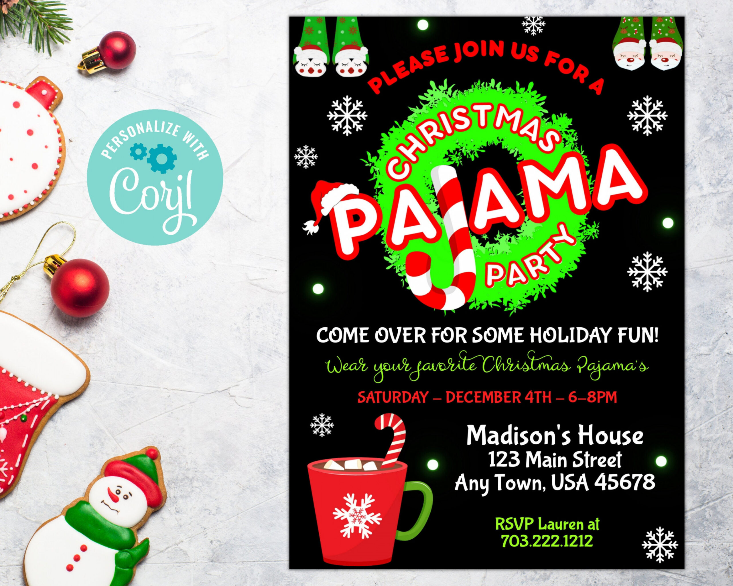 Christmas Pajama Invitations Pajama Invitation Christmas - Etsy