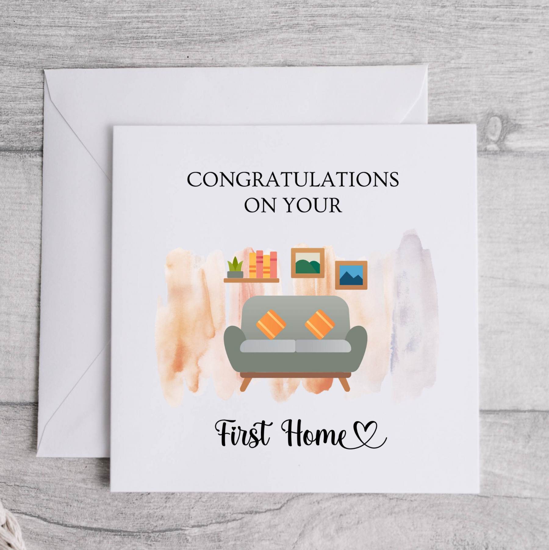 Congratulations on Your First Home Card. Happy First New Home Card. New  House. Moving Home Card.