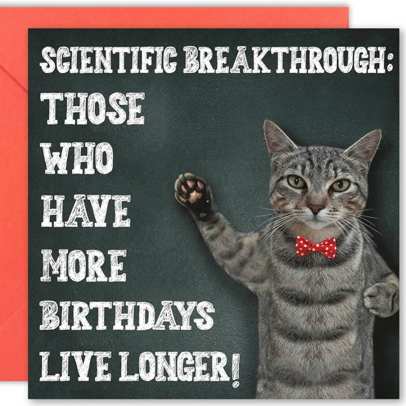 Cult Kitty, More Birthdays Cat, Joke Happy Birthday Cards for Him