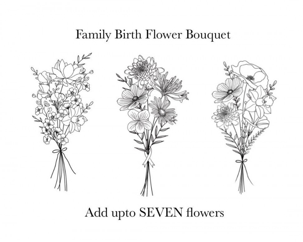 Custom Birth Flower Bouquet Family Birth Month Tattoo Design - Etsy