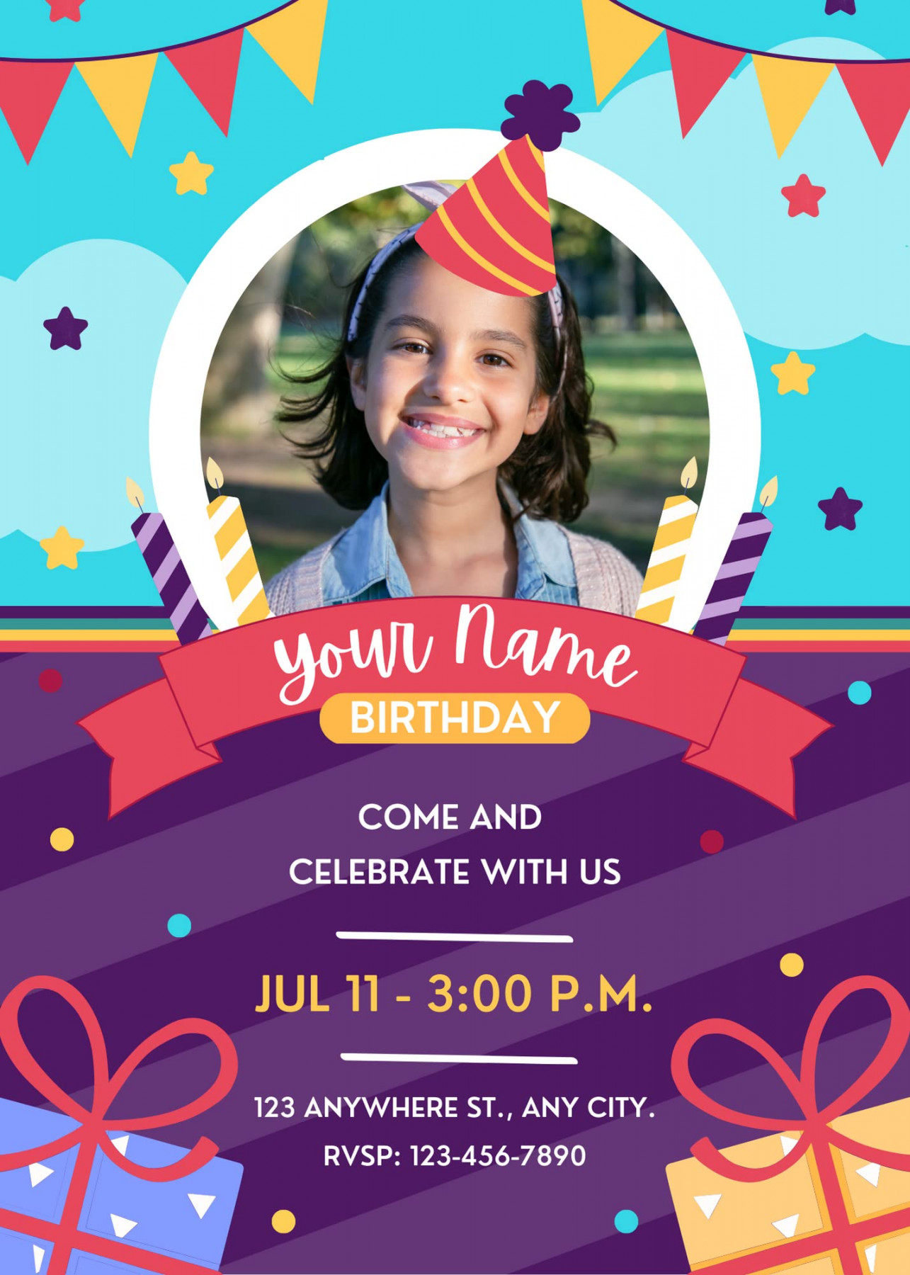 CUSTOM BIRTHDAY PARTY INVITATION CARDS FOR KIDS SET OF