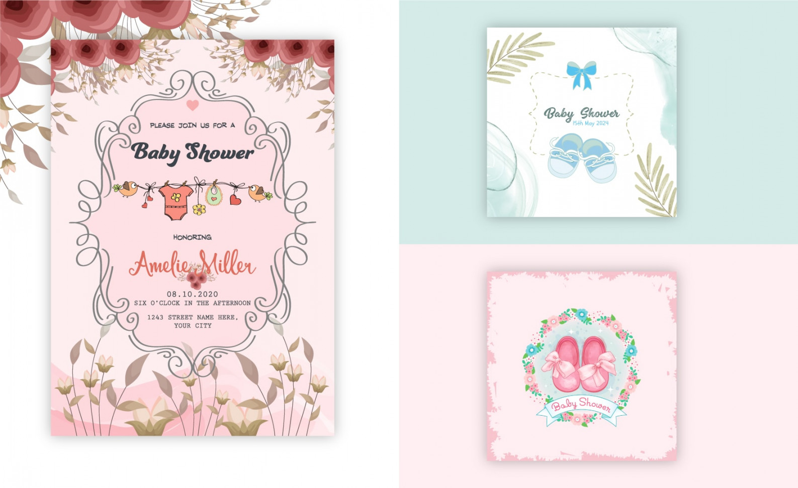 custom elegant traditional wedding, baby shower invitation