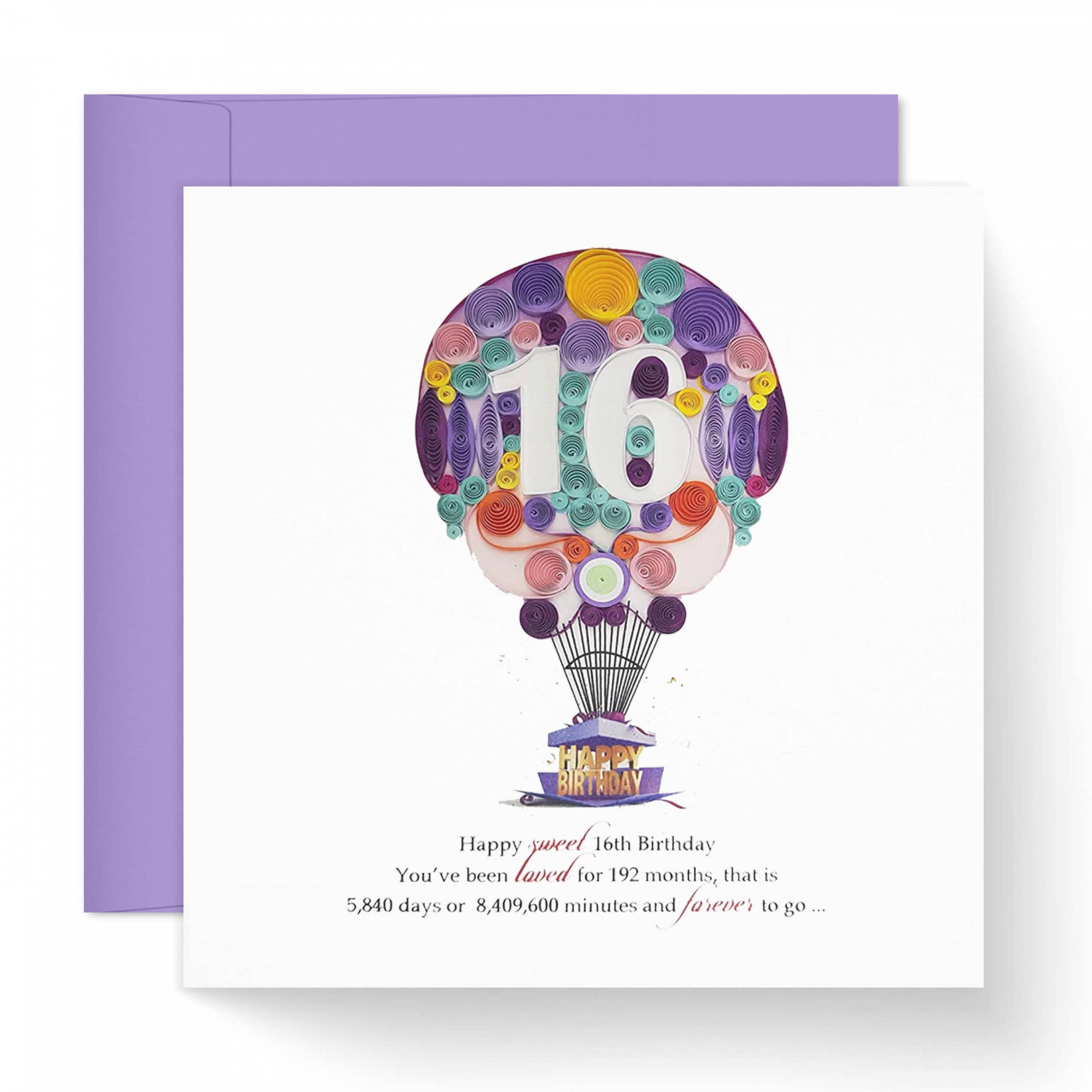 Cute th Birthday Card, Happy Birthday  Years Old Girl, Sweet   Birthday Decorations, Sixteen Birthday Card for Girl, Daughter, Girlfriend,  Niece,