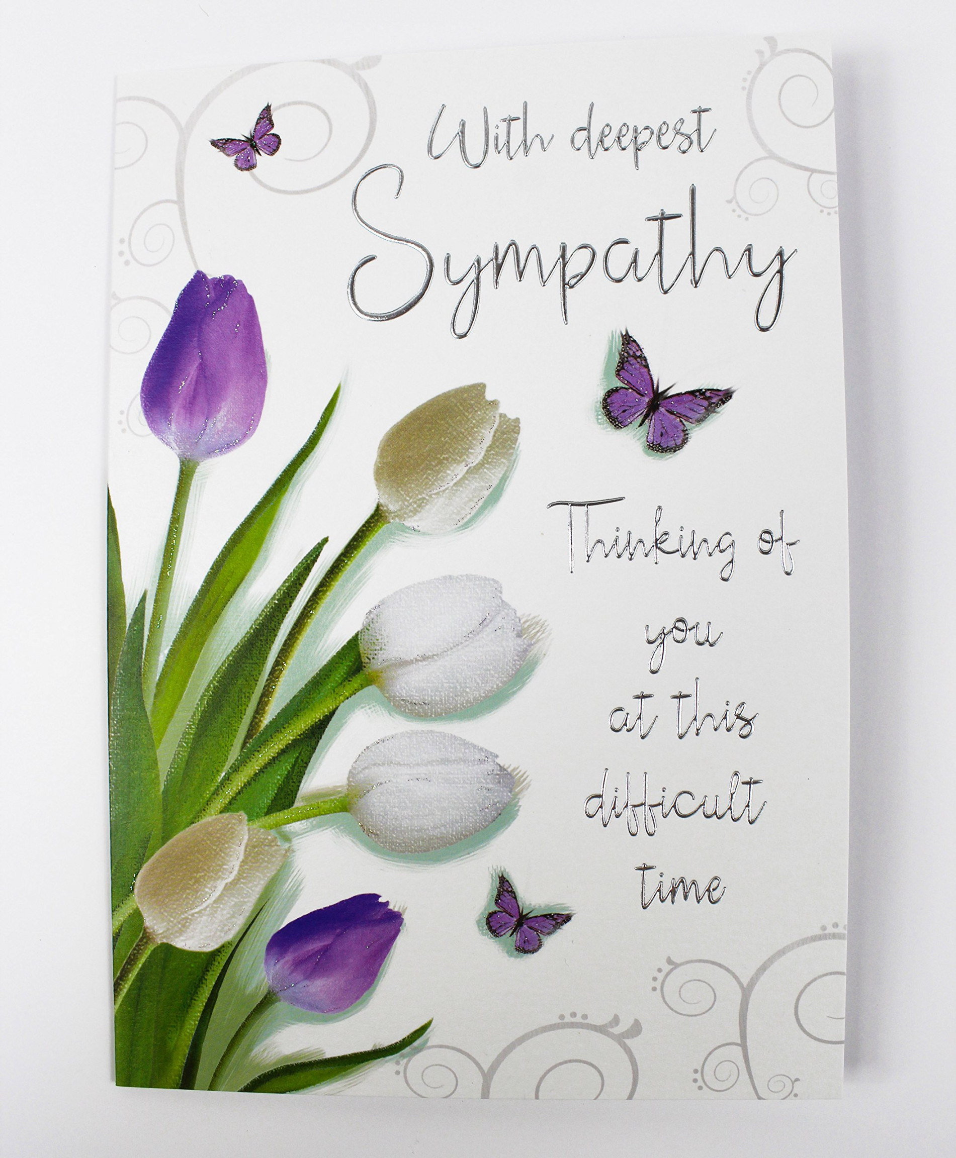 Deepest Sympathy Card Sorry for Your Loss Condolences Beareavement Words  Verse Message Flowers & Envelope Seal