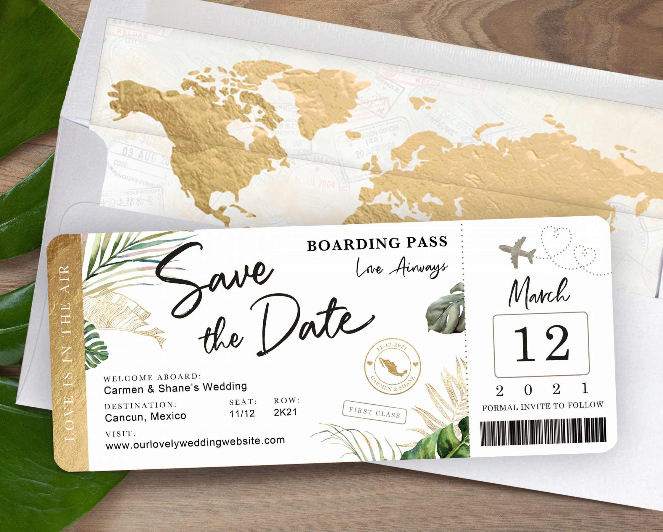 Destination Wedding Boarding Pass Save the Date Invitation - Etsy