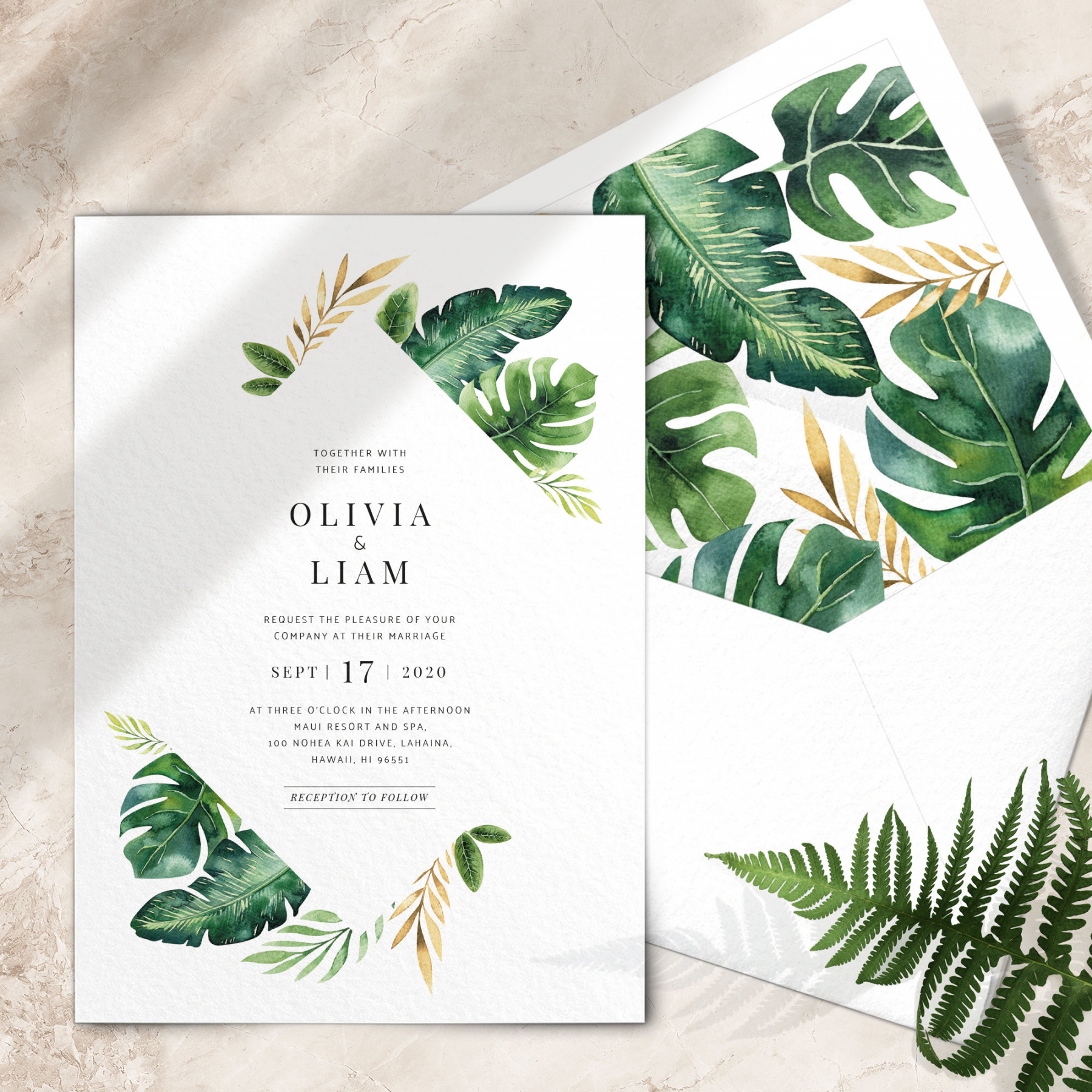 Destination Wedding Invitation Tropical Wedding Invitation - Etsy