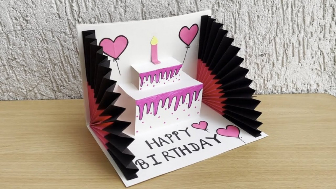 DIY -  D Birthday Card  Pop-Up Birthday Card  Special Birthday Card   Easy Cake Card  bday card