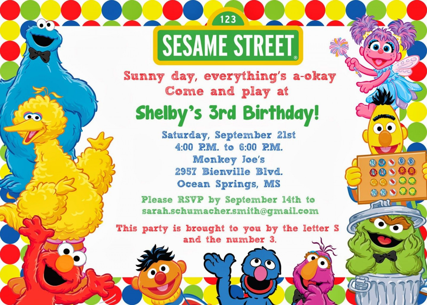 Download Now FREE Sesame Street Birthday Invitations  Elmo