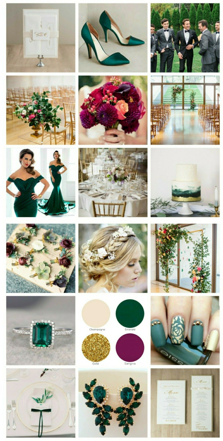 Dream Wedding Champagne, Emerald, Gold , & Sangria