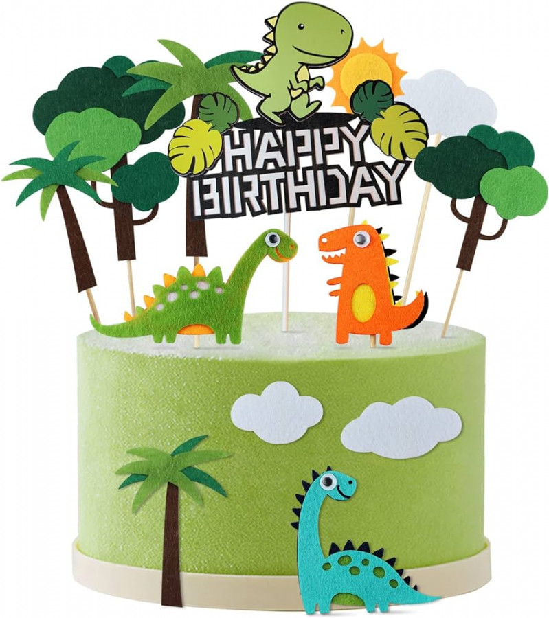 ECHOCUBE Dinosaur Cake Toppers, Forest Series Cute Dinosaur Birthday Cake  Set, Cake Decorations for Dinosaur Theme Baby Shower Birthday Party and