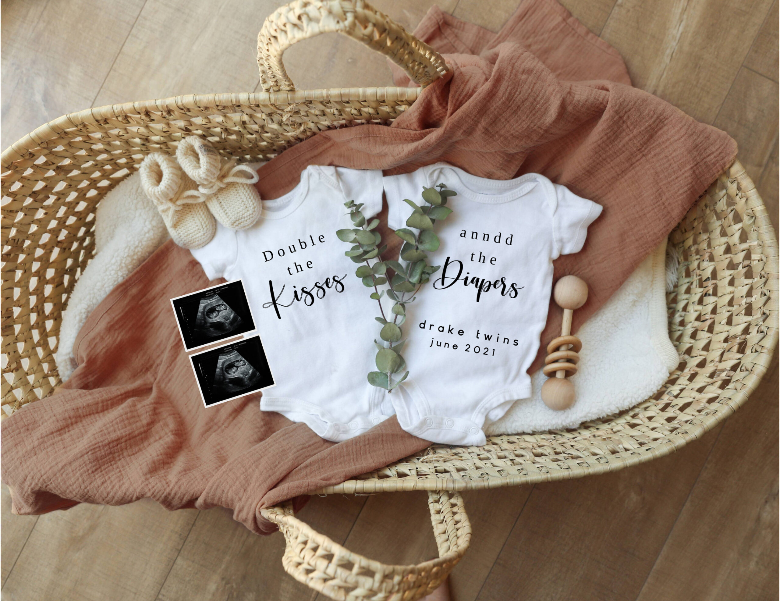 Edit-yourself Twin Pregnancy Announcement for Social Media - Etsy