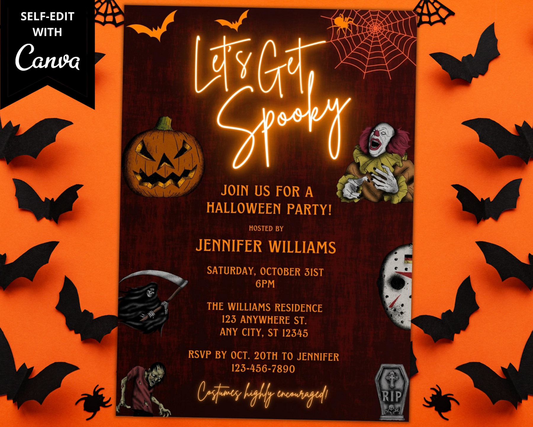 Editable Halloween Party Invitation Printable Halloween Party - Etsy