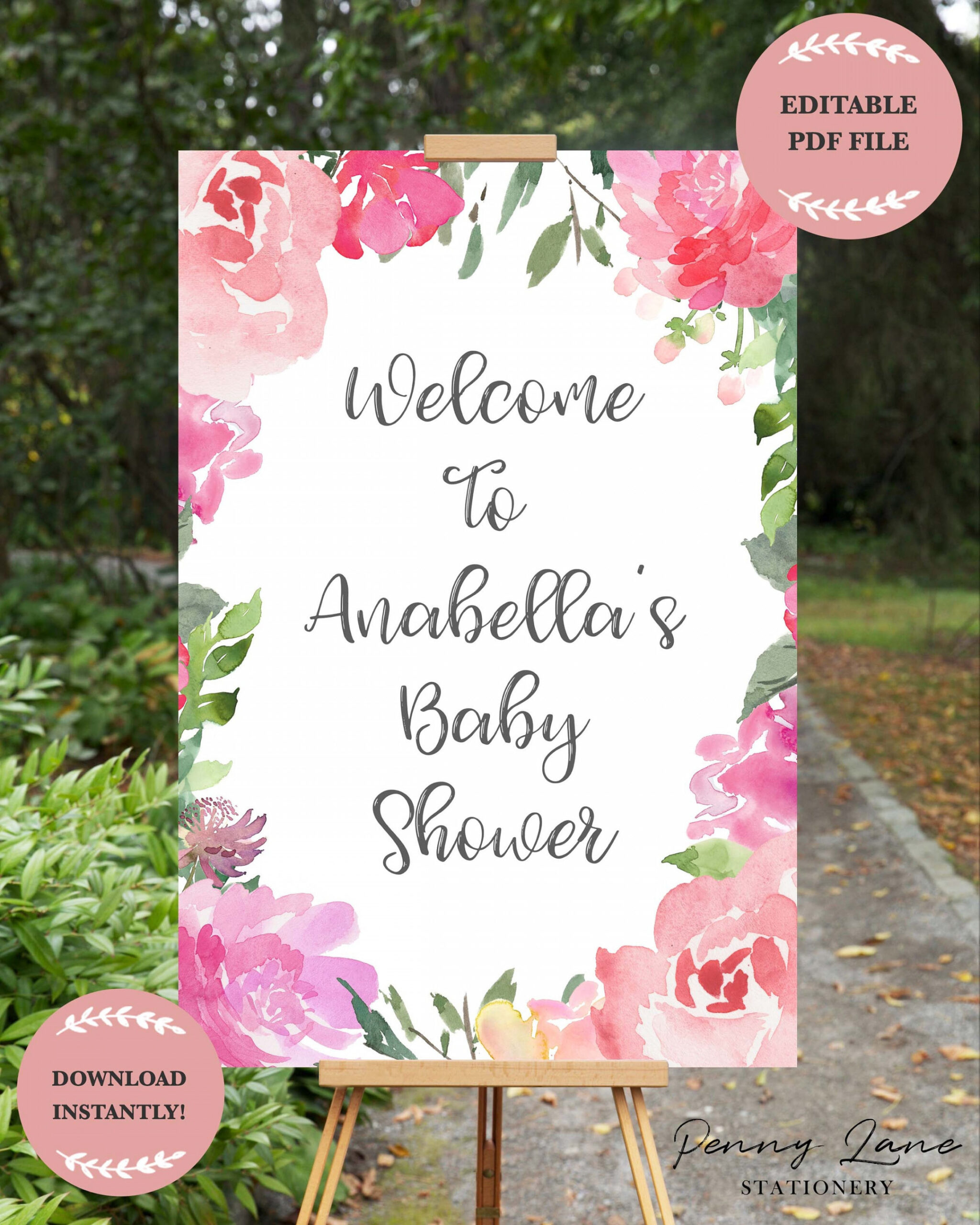 EDITABLE PDF Baby Shower Welcome Sign Girl Entrance Poster - Etsy