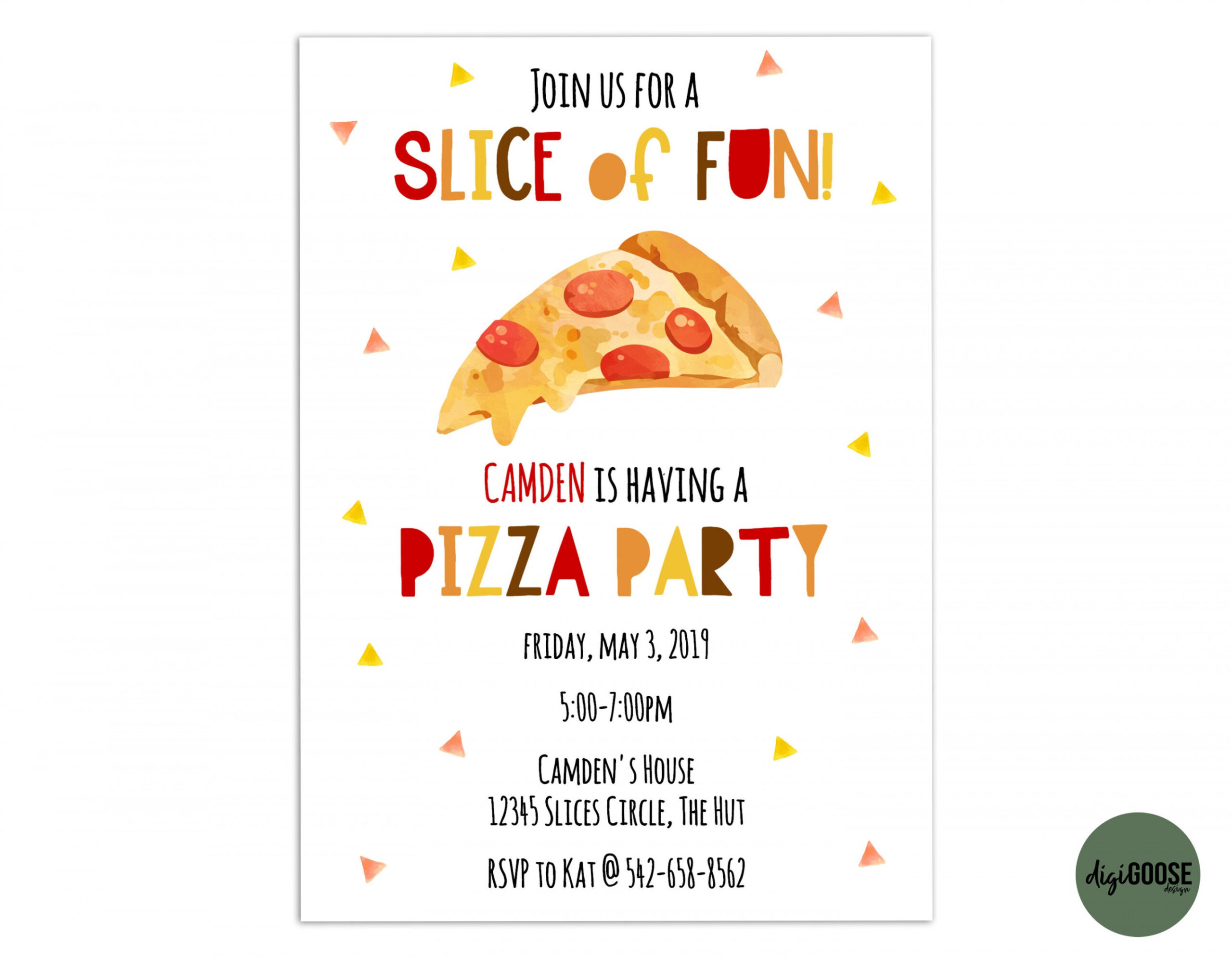 EDITABLE Pizza Party Invitation TEMPLATE Pizza Birthday Party