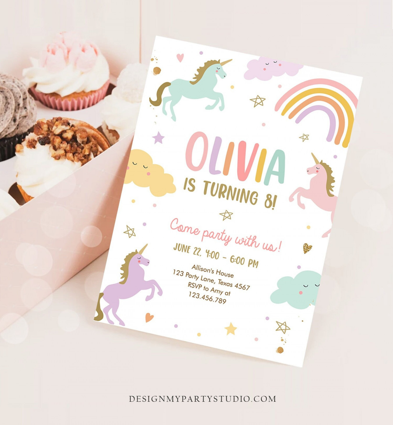 Editable Unicorn Birthday Invitation Magical Party Invite Girl - Etsy